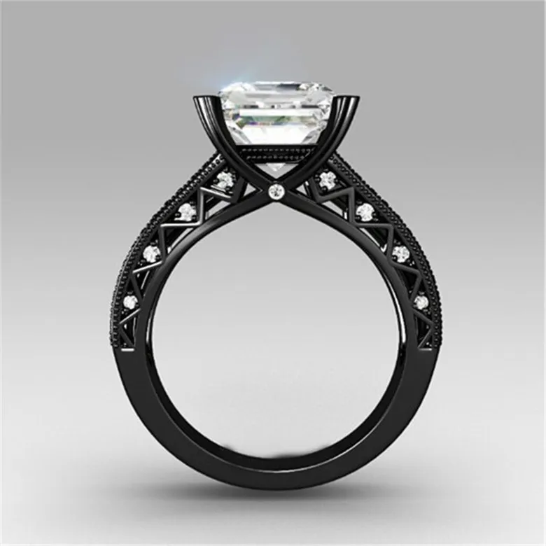 10kt Black Gold Filled Engagement Ring Band Princess Cut White Cz 10kt Black Gold Filled Engagement Ring Band Princess Cut White Cz Bridal 2 Piece Turkish Set In J196 Rings From Jewelry