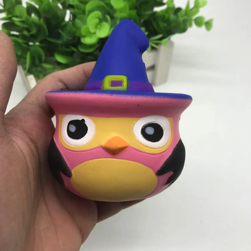 Cute Squishy Toys Stress Reliever Kawaii Animals Slow Rising Anti-Stress Owl With Hat Practical Jokes Jumbo Funny W701