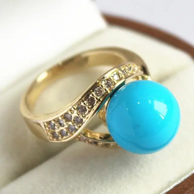 

cute lady's 18KGP with crystal decorated &12mm blue shell pearl ring(#7 8 9 10)