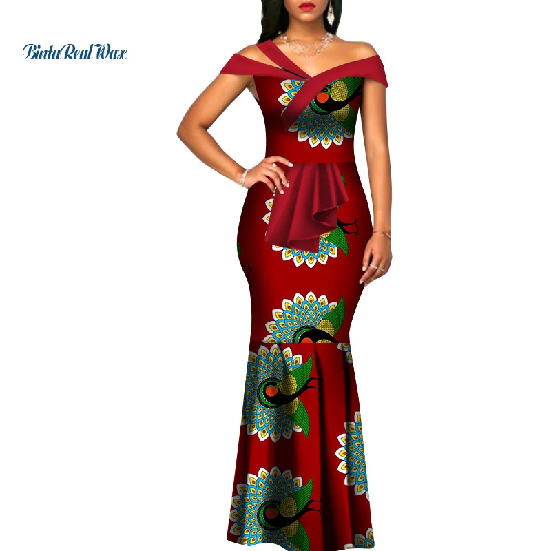 Африканская восковая печать платья для женщин Базен Riche Летнее Длинное платье русалки традиционная африканская одежда Вечерние платья WY3288 - Цвет: 10