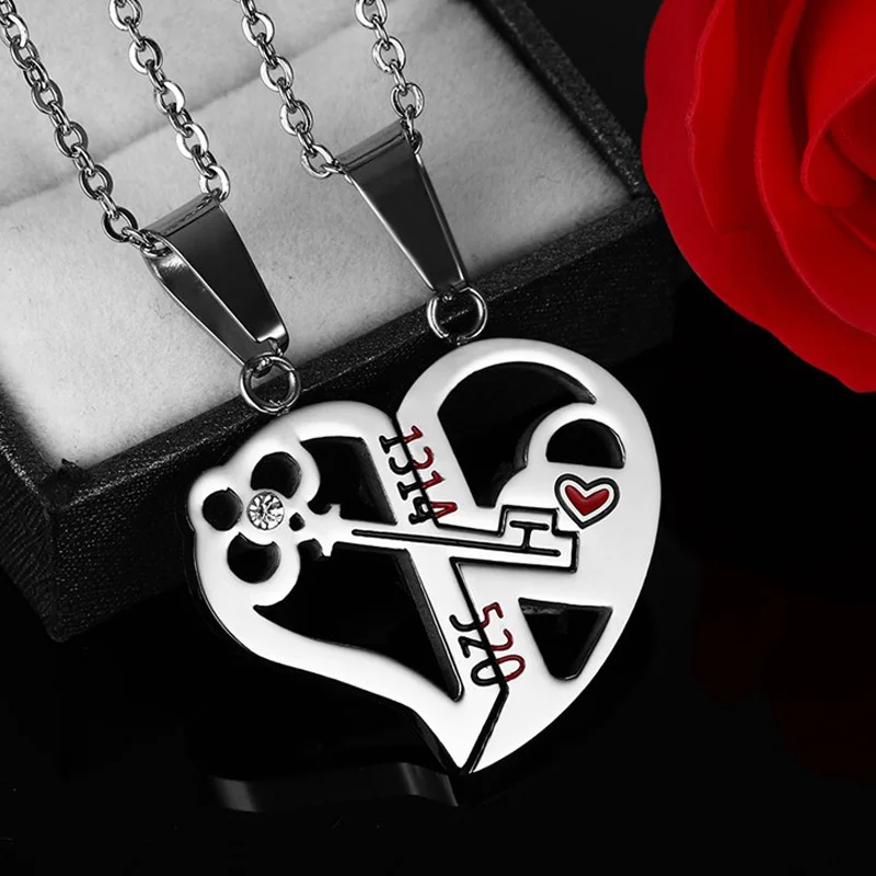 Серебряное золото Сердце Ключ ожерелье подвеска Пара Любовь Навсегда 1314520 Свадебные ювелирные изделия