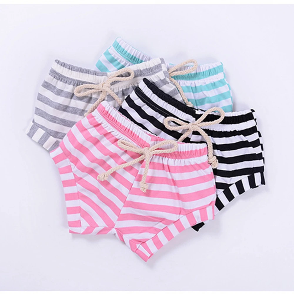 

Ready to ship no MOQ New arrival baby girls diaper cover stripe baby cotton bloomer summer shorts for kids