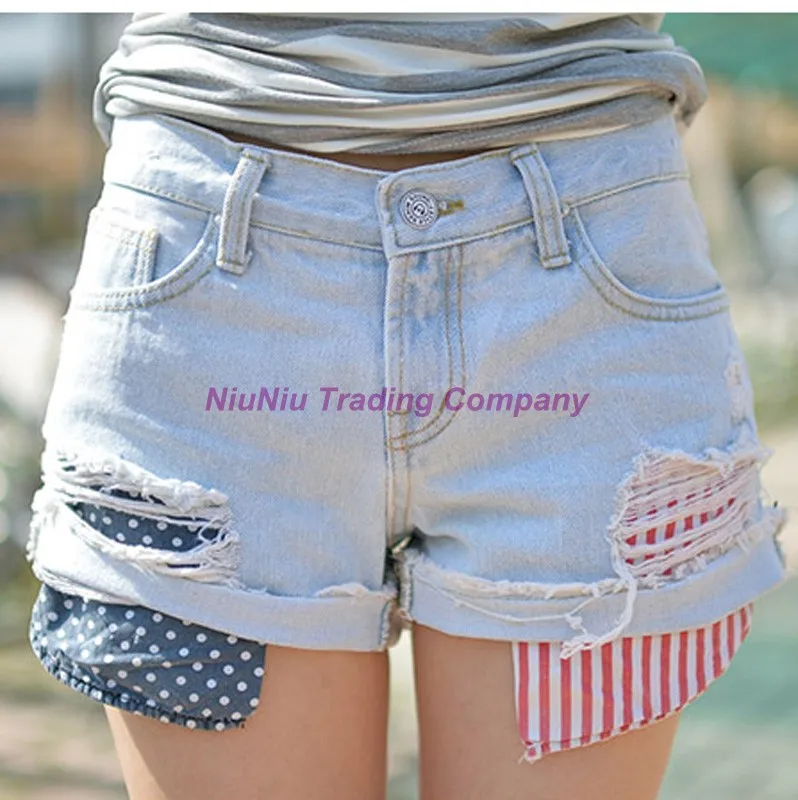 Hot Sexy Women Girl Long Us Flag Pockets Mini Jeans Denim Shorts Ripped Holes Pockets Mid Waist Women Sexy Jeans Jeans Bucklejean Skirts Women Aliexpress