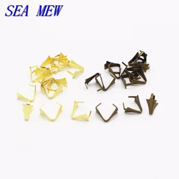 

SEA MEW 200PCS 7mm*4mm Copper Filigree Pendant Clips Clasps, Oval Buckle Bail Pendant Connectors For Jewelry Making