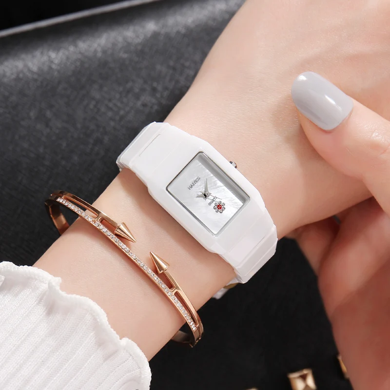 

HAIYES Ceramic Women Watch Fashion Rectangle Luxury Brand Quartz Elegant Ladies Watch Dress Clock Relogio Feminino Reloj Mujer