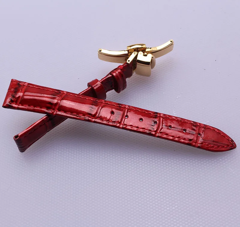 14mm 16mm 17mm 18mm 20mm new Good quality Watchband Red genuine leather watch straps silver gold