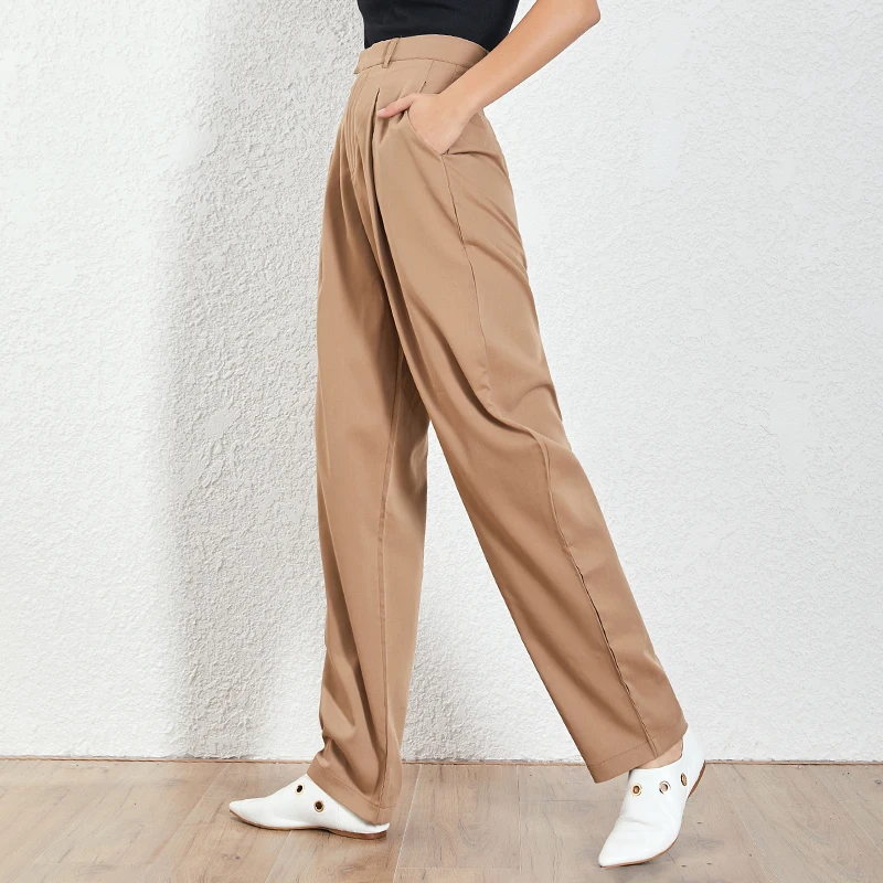 TWOTWINSTYLE, корейские однотонные женские брюки с высокой талией, на молнии, большие размеры, прямые брюки, женская модная одежда,, летняя одежда