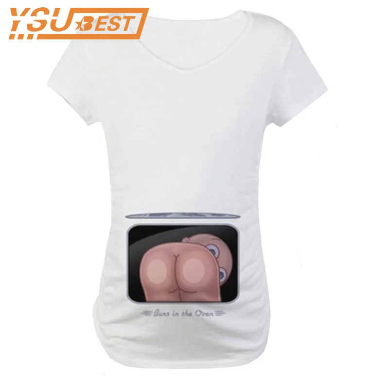 2019 New Pregnant Women T-Shirts Maternity Clothes V-Neck Short Sleeve Cute Baby Print Design Maternity Clothing T-Shirt