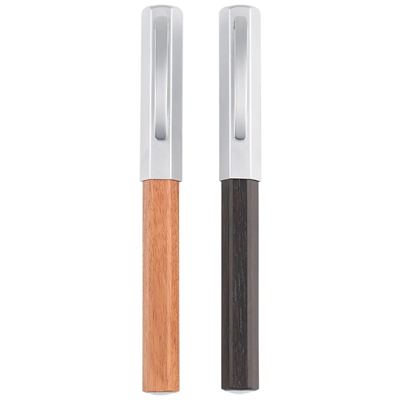 

Hexagonal Rosewood Fountain Pen Extra Fine Small Bent Nib Silver Cap Ink Pens with a Pen Case The Best Gift Choice for Friend