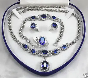 

Free shippingwomen's jewelry aquamarine Earring Bracelet Necklace Ring set (30%)