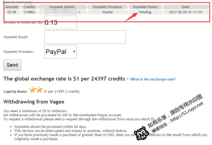Vagex提现到Paypal账号