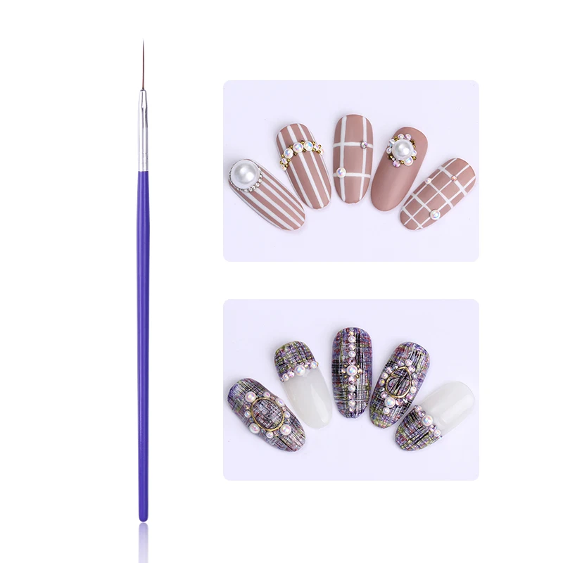 1 шт Супер длинная Кисть для ногтей синяя 21 мм деревянная ручка для рисования цветов Ручка для УФ-гель-лака Маникюрный Инструмент для дизайна ногтей