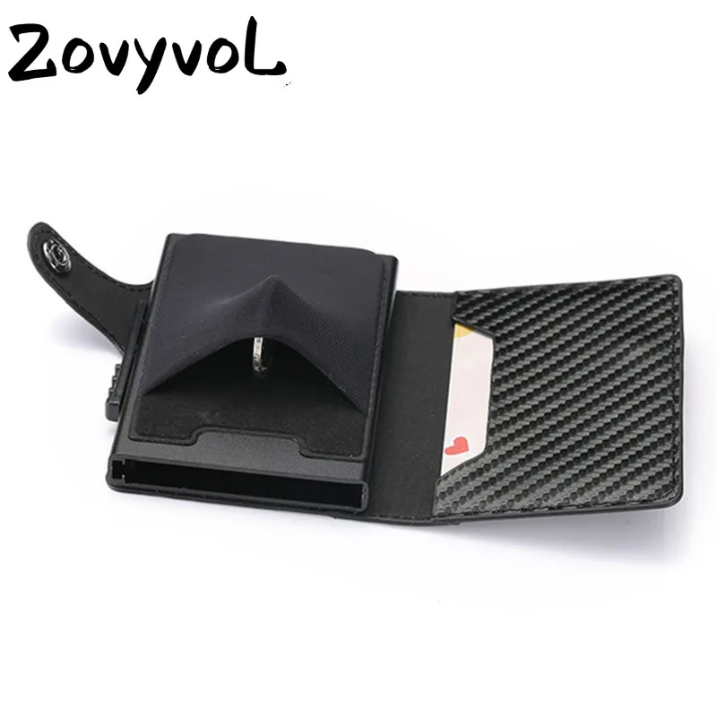 

ZOVYVOL 2019 RFID Blocking Men and Women Card Case New Card Holder Carbon Fiber PU Leather Coin WalletTravel Drop-shipping