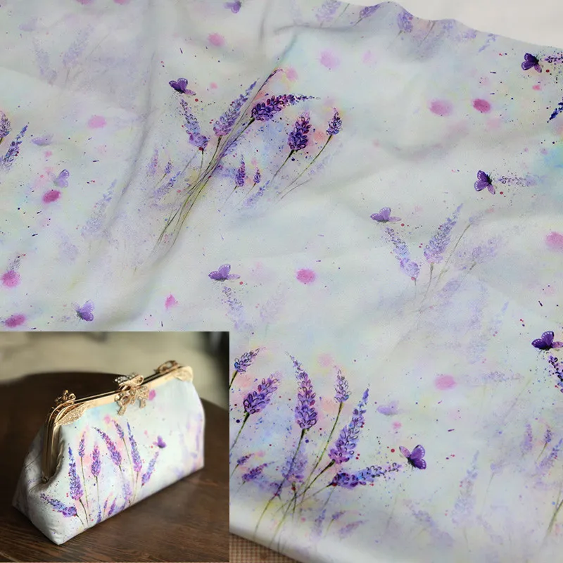 

FYS11 50*140cm Lavender Gambiered Guangdong Gauze Women Dress Fabric Qipao Cheongsam Fabric For Women Dress Handwork Accessories