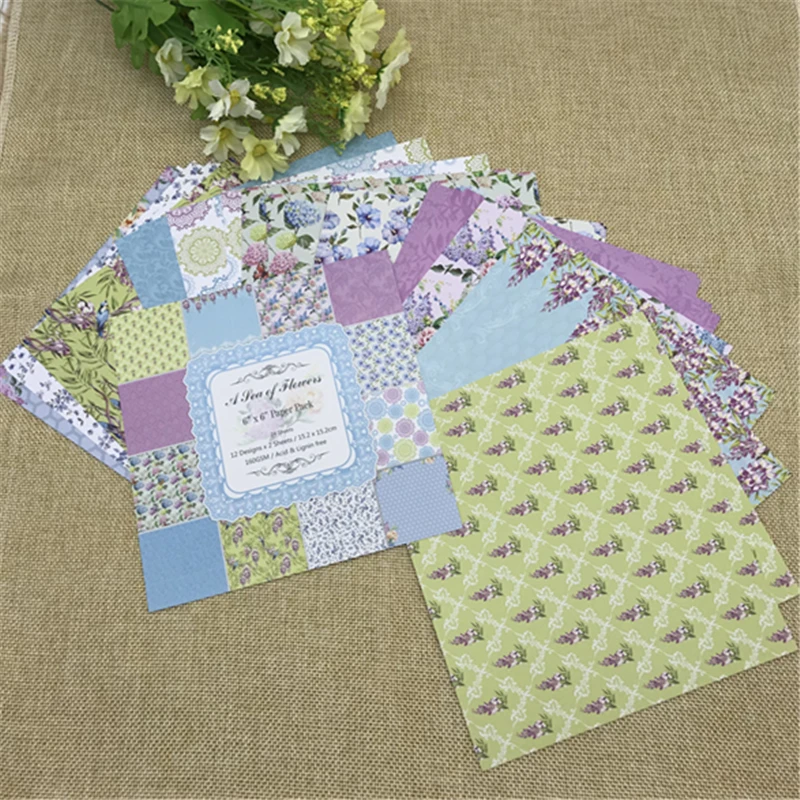 

24 Sheets New Flowers Origami Art Background Paper Card Scrapbooking Pads Paper Single Side Making DIY Paper Craft