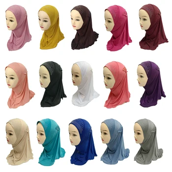 

12PCS Girls Kids Muslim Beautiful Turban Islamic Arab Scarf Shawls Flower Pattern About 45cm For 2 to 5 Years Old Random Color