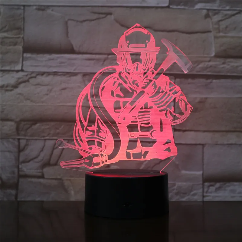 Пожарный 3D светодиодный моделирование ночные светильники USB креативный пожарный