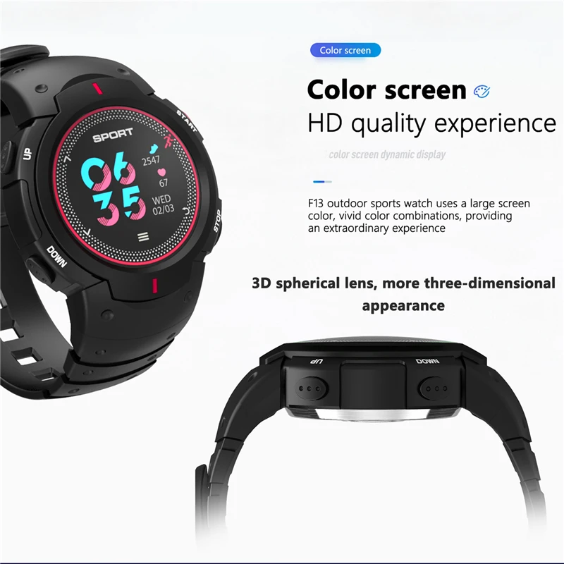

NEW Fashion Sports Smart Watch Waterproof IP68 Pedometer Heart Rate Monitoring Multi Sport Mode BT4.0 Smartwatch F13 Watches Men