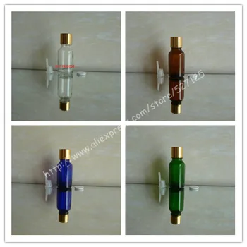 

15ml shiny clear/green/brown/blue glass bottle with shiny gold aluminum screw cap,essential oil bottle.