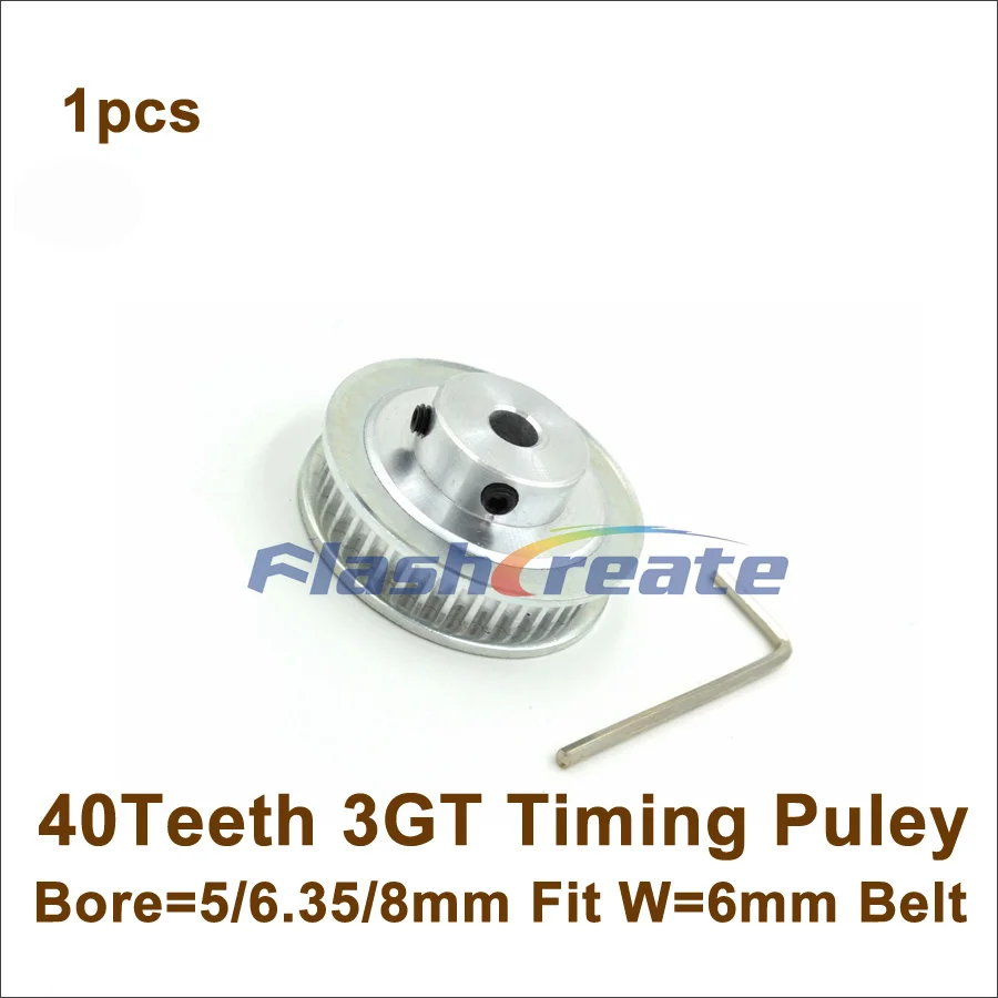 

40 Teeth 3GT Timing Pulley Bore 5/6.35/8mm Fit 3GT Timing Belt Width 6mm 40T 40Teeth GT3 Timing Belt Pulley 3D Printer Parts