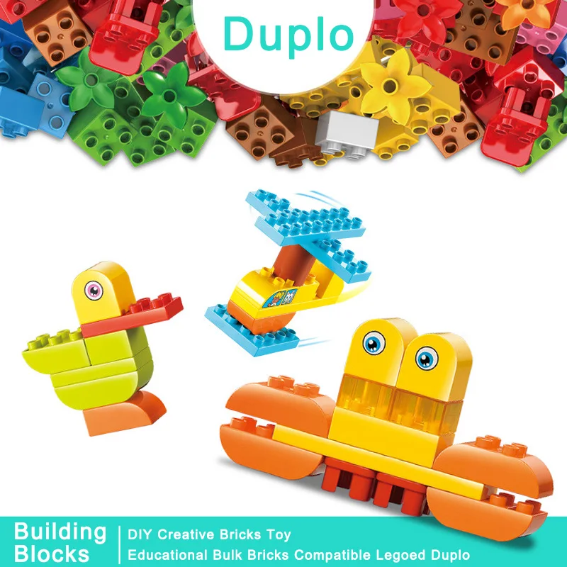 

10 PCS Duploe Large Building Block Educational Bulk Bricks Creator DIY Set Dot Brick Kid Toy Saccessories Compatible legoe Duplo