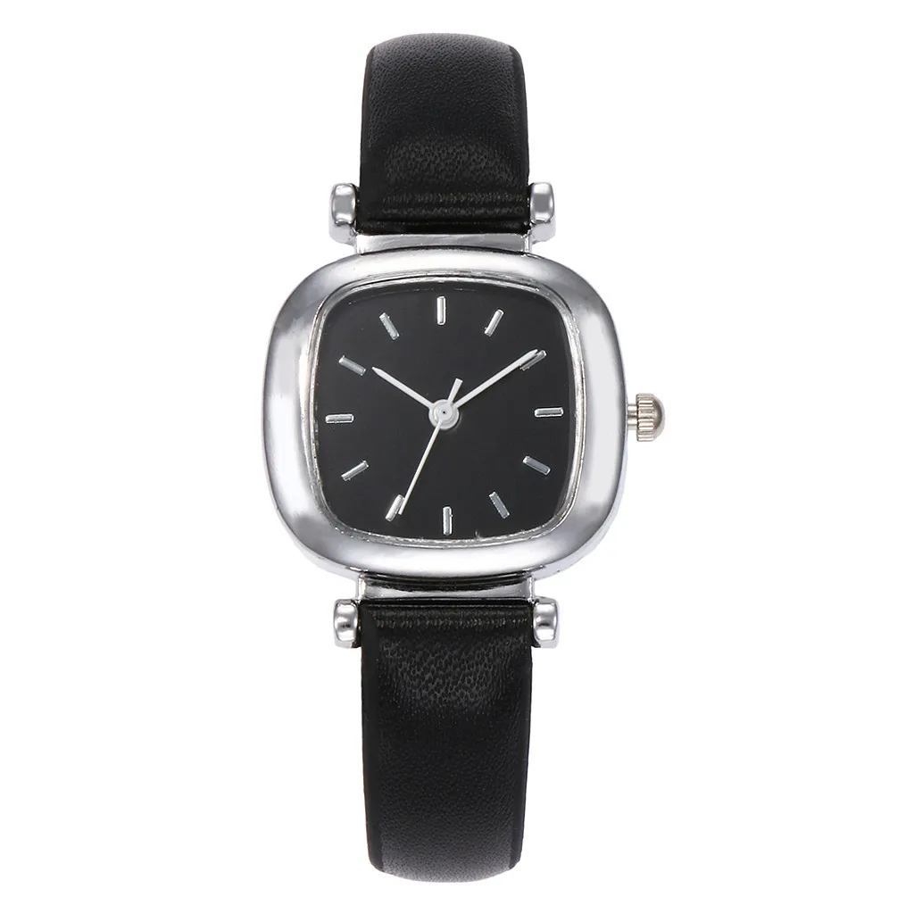 Vansvar Лидирующий бренд, квадратные женские часы-браслет, наручные часы с кожаными кристаллами, женское платье, женские кварцевые часы с капельками - Цвет: Black A