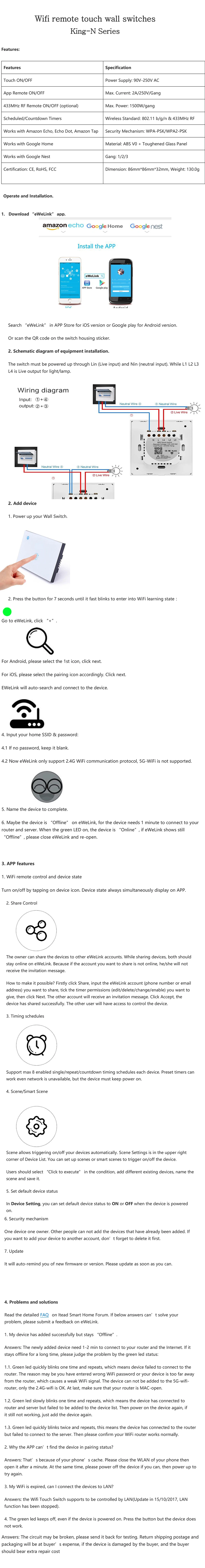 LAIDEYI Wi-Fi Сенсорный настенный выключатель Панель 1/2/3 Gang работать с Alexa Google дома Беспроводной Smart Switch сроки и удаленного Управление через