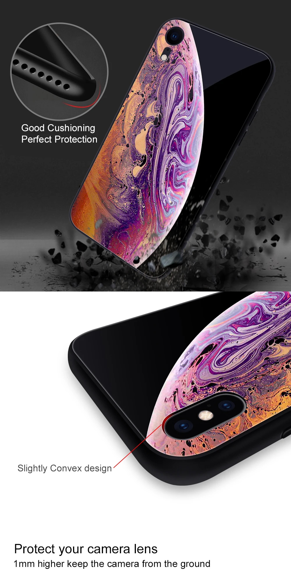 Ascromy For iPhone XS Max Case Space Planet Silicone 360 Protective Tempered Glass Back Cover For iPhone XR X Luxury Accessories (2)