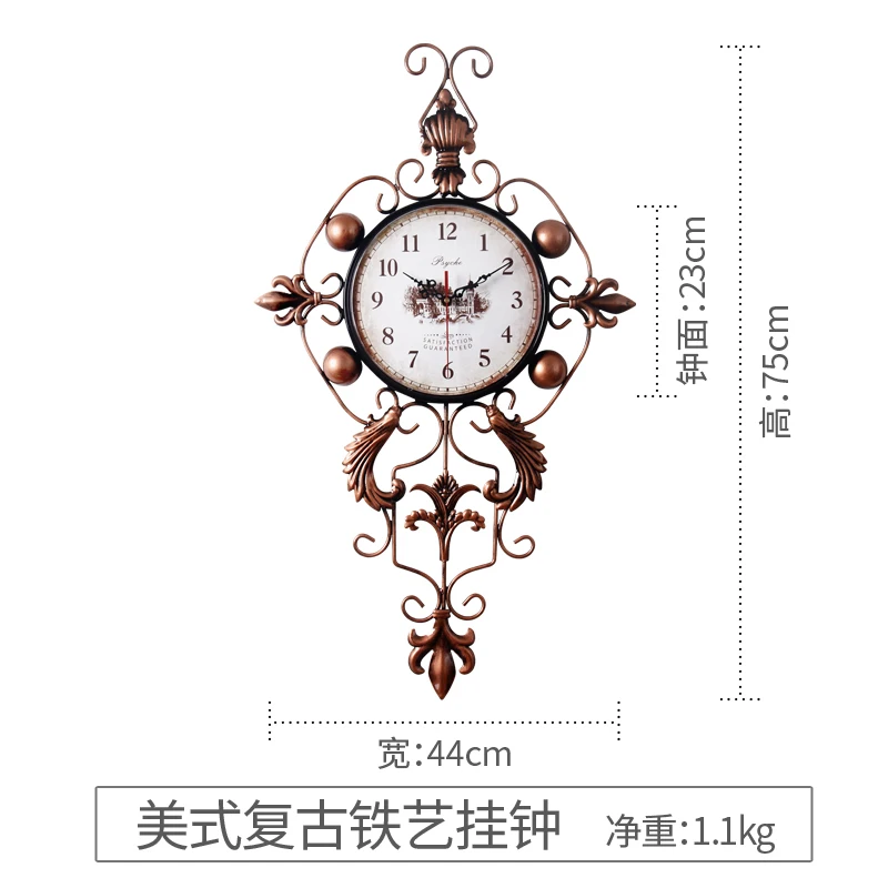 Wall Clock Personality Clock Simple Retro Atmosphere Atmosphere Clock Wall Clock Rose gold  