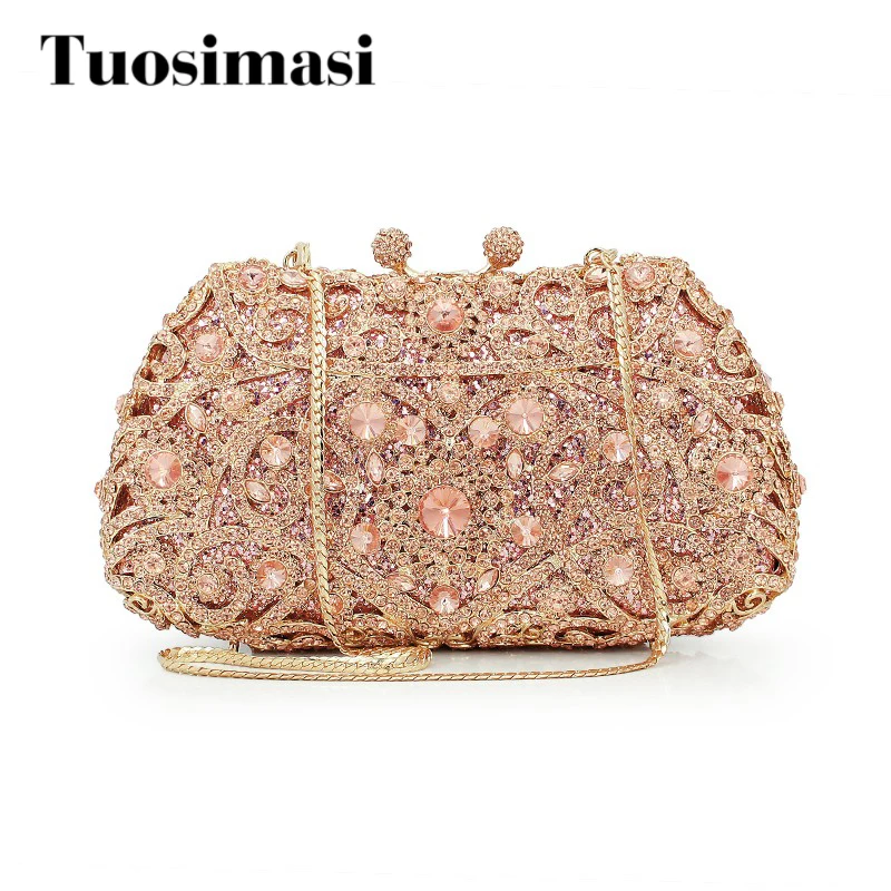 crystal purse with chain  flower  hard clutch evening bag clutch bag (8651A-C)