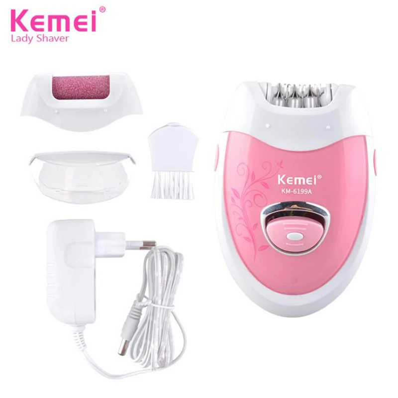 

Kemei 2 in 1 Electric Epilator For Women Female Rechargeable Depilation Machine Hair Removal Electronic Foot File