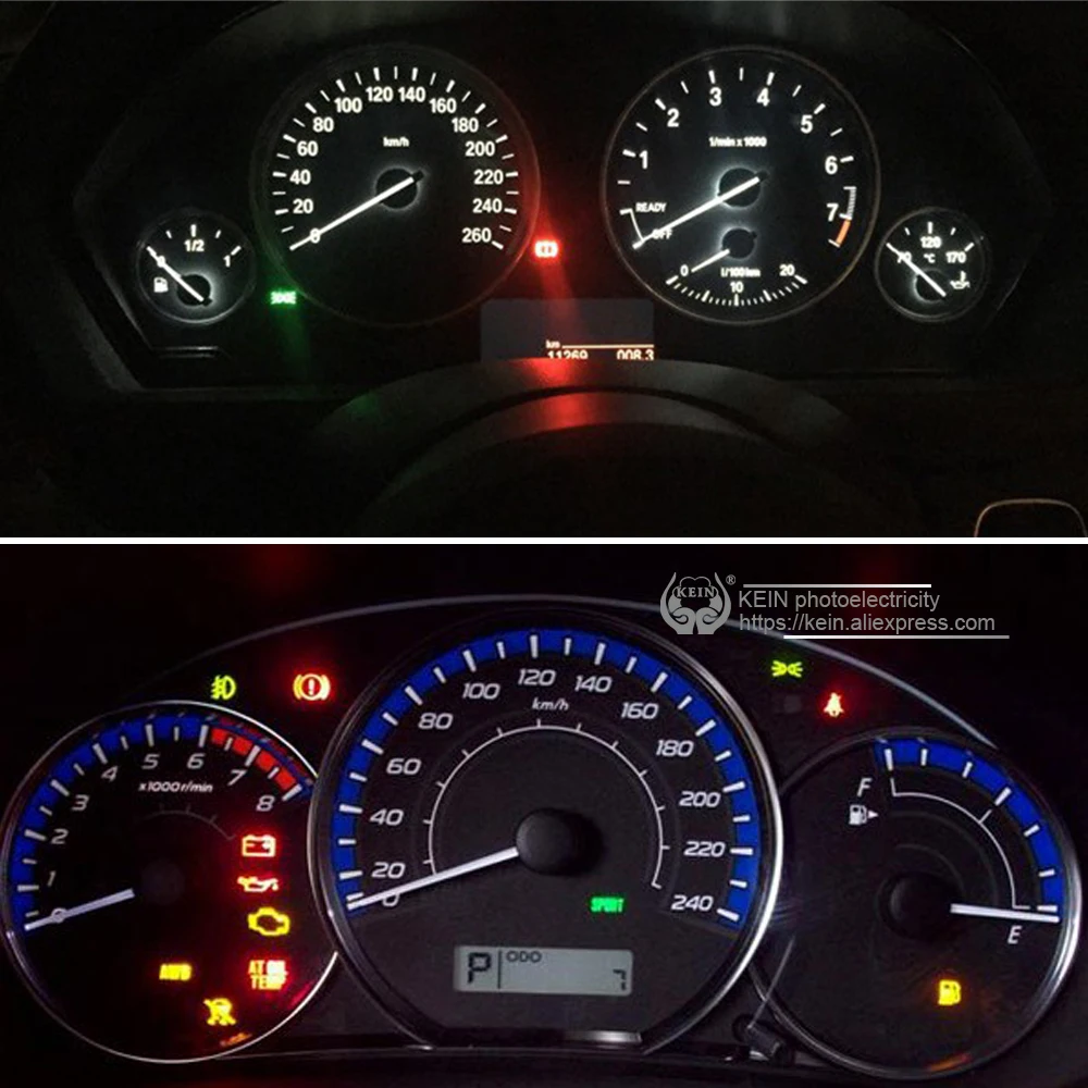 KEIN 8PCS T5 B8.5 B8.5D Car Auto LED Indiator Gauge Lights Interior Dashboard Dash Side Lamp DC12V Red White Blue Signal Bulb