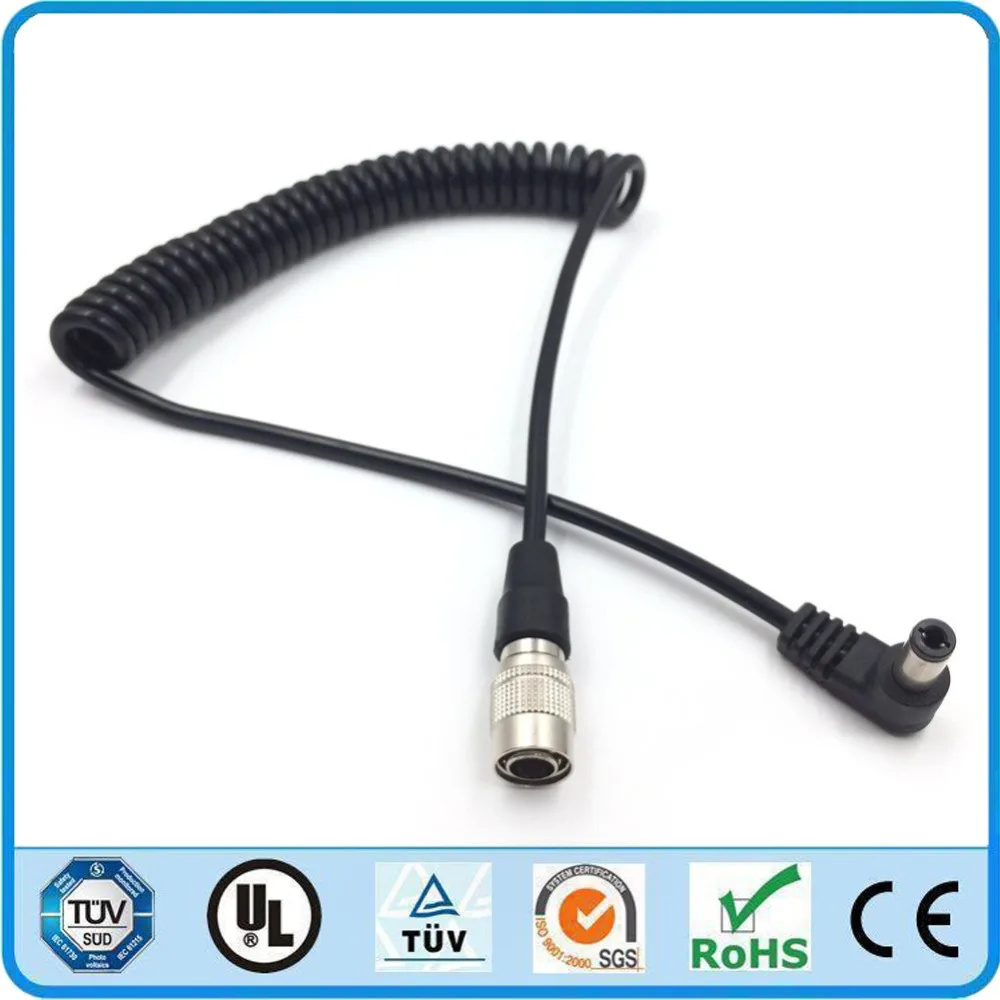 

Sound Devices 633 644 688 ZOOM F8 F4 Coiled Power Cable, Hirose 4 Pin Male to DC Right Angle 5.5*2.5mm Spring Supply Wire