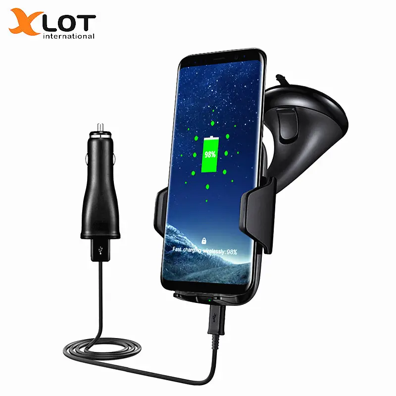 XLOT 10.8W Fast Qi Wireless Car Phone Charger Kit Charging