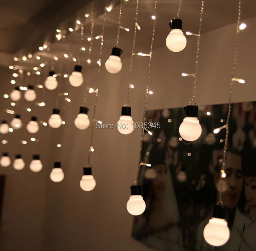 High Bright 15m Connectable Vintage Festoon Ball String Lights 75led Novelty Outdoor Lighting 48beads With10 Size 5cm Ball String Led Starry Light Rope Patio Decor
