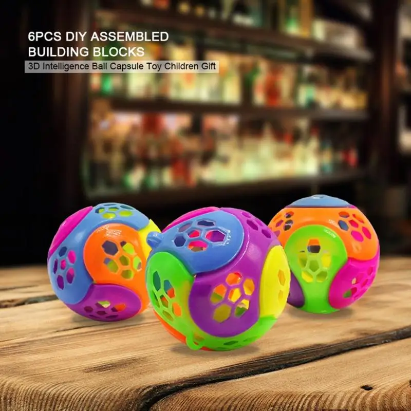 

6pcs DIY Assembled Building Blocks 3D Intelligence Ball Capsule Toy Children Gift Assembling Ball Toys for Kids CreativePhysical