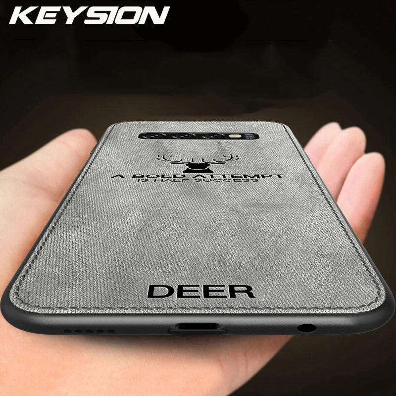 

KEYSION Cloth Fabric Phone Case for Samsung Galaxy S10+ Plus S10e Soft Back Cover Shockproof Case for S10 S9 S8 Note 9 8