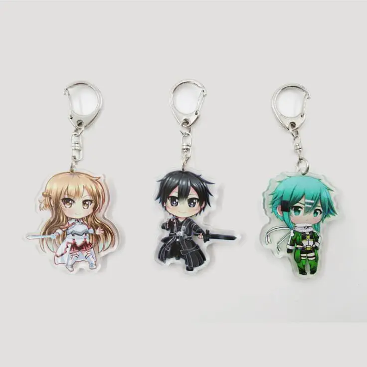 HKXZM Anime Sword Art Online Kirigaya Asuna Tsuboi Sachi Rika Cartoon Pendants Acrylic keychain Figure Model Toys | Игрушки и хобби