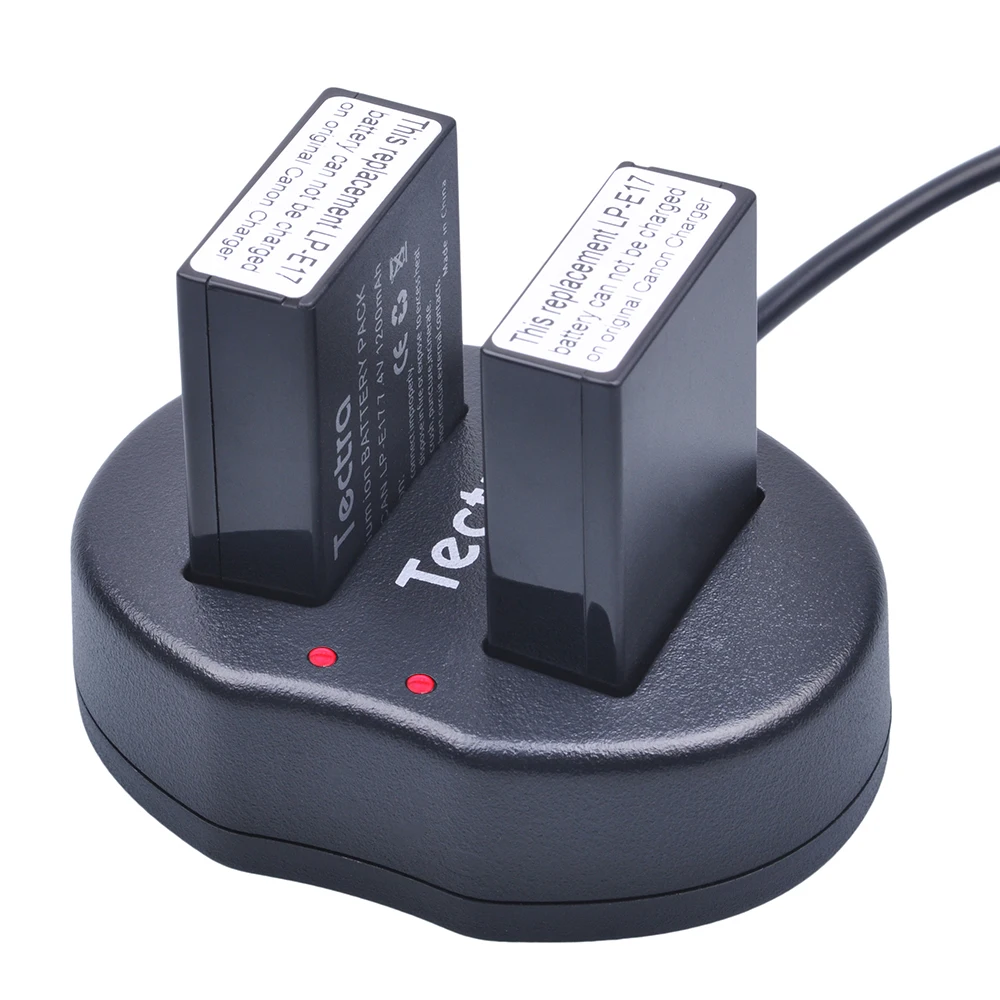 Tectra 2 шт. LP-E17+ USB Dual Зарядное устройство для Canon LP E17 EOS 200D 750D 760D 800D 8000D M3 M5 Rebel T6i T6s поцелуй X8i Камера Батарея