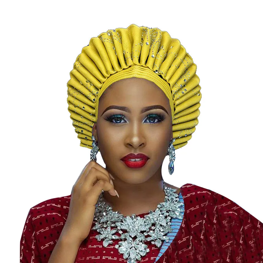 

Free shipping gele with stones african headties aso oke high quality