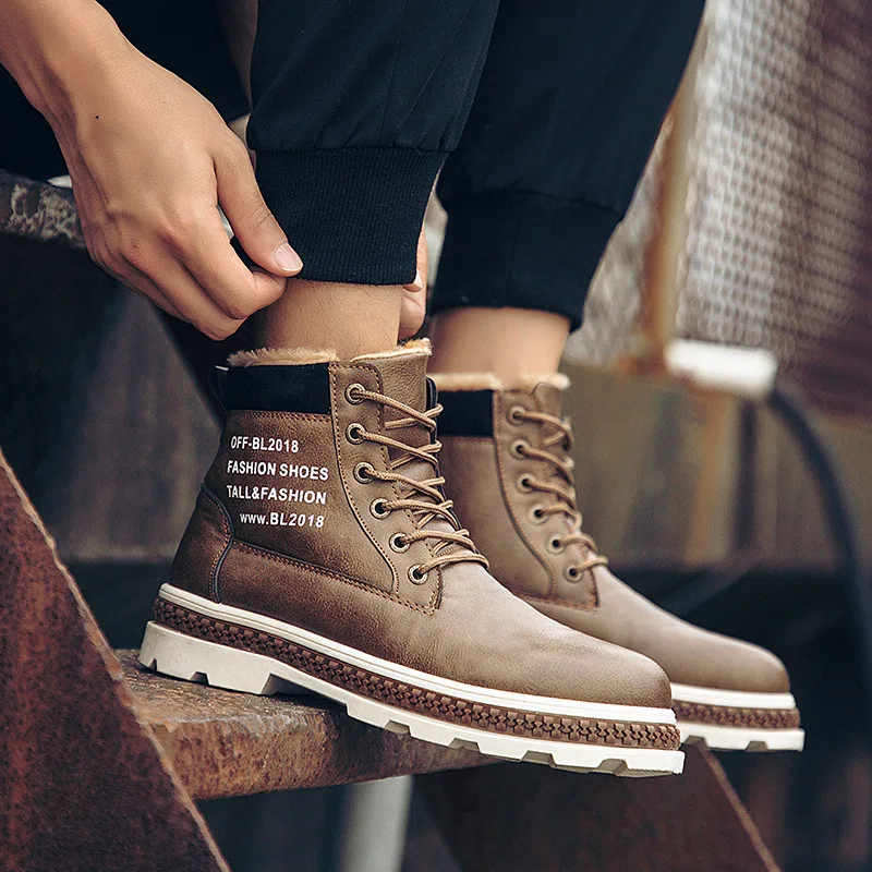 

2019 Men Low Ankle Flat Ankle Winter Autumn Boots Casual Martin Shoes Men Fashion Male Boots Leather Footwear