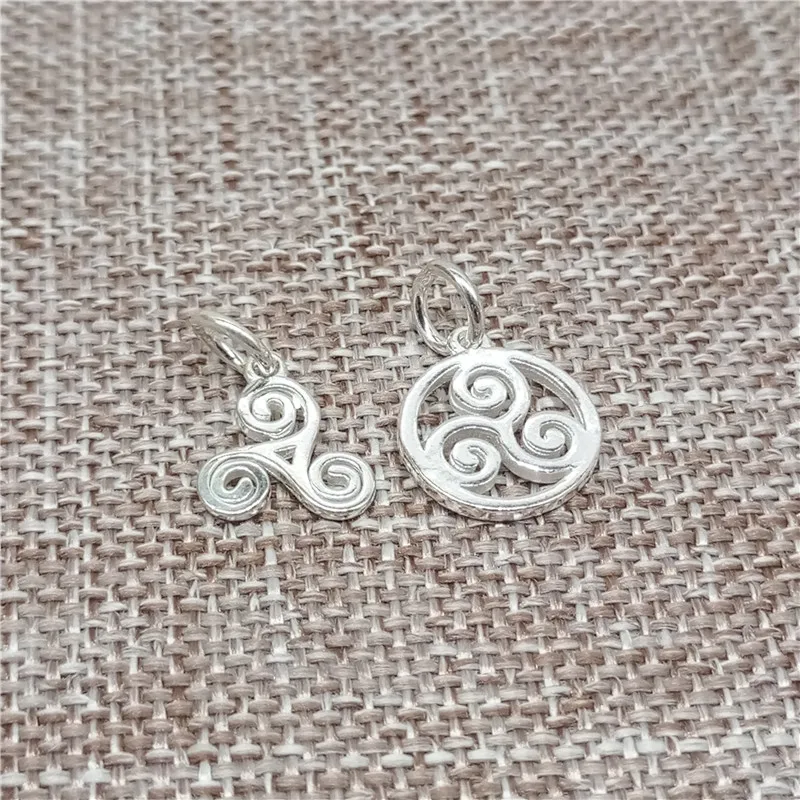 925 пробы серебряные блестящие подвески Triskelion для браслета ожерелья|Шармы| |
