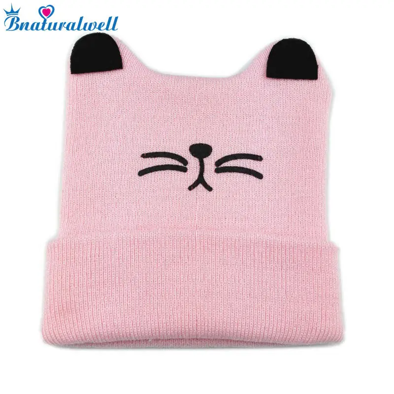 

Bnaturalwell Cute Cat Knitted Baby Caps Knitted Beanies Toddler Winter hats Baby boys girls warm hat Newborn shower gift H039