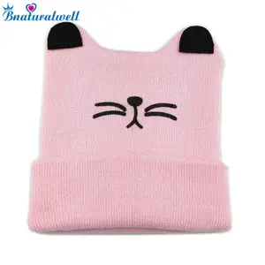 Bnaturalwell милый кот вязаные детские шапочки трикотажные шапочки для малышей Зимние шапки для маленьких мальчиков и девочек теплая шапка подарок новорожденному H039 - изображение