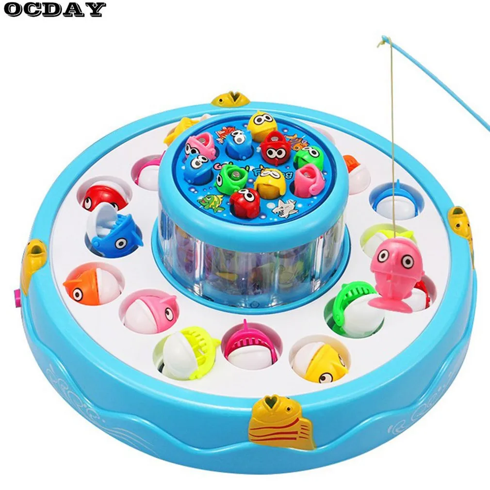 Kids Fishing Toy Set Musical Rotating Fishing Game Electronic