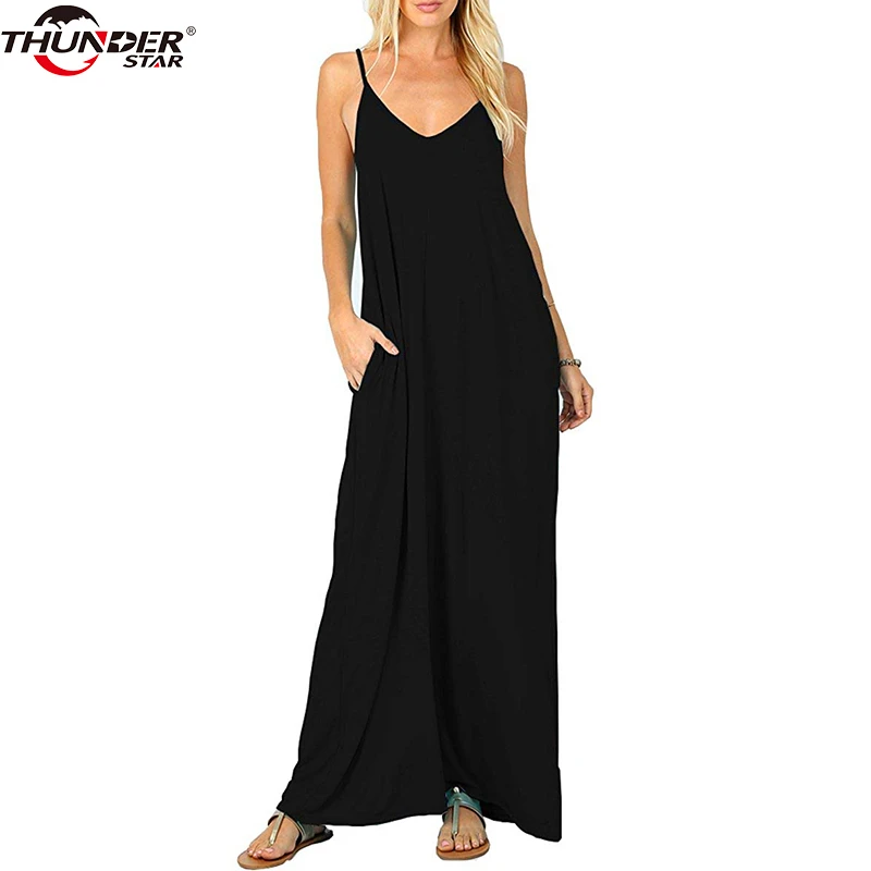 Women Long Dress Female Summer V Neck ...