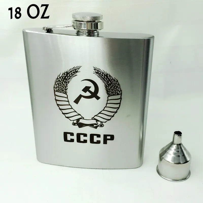 Россия CCCP ОГРОМНЫЙ 18 унц. нержавеющая сталь плоская фляжка с бесплатным воронка