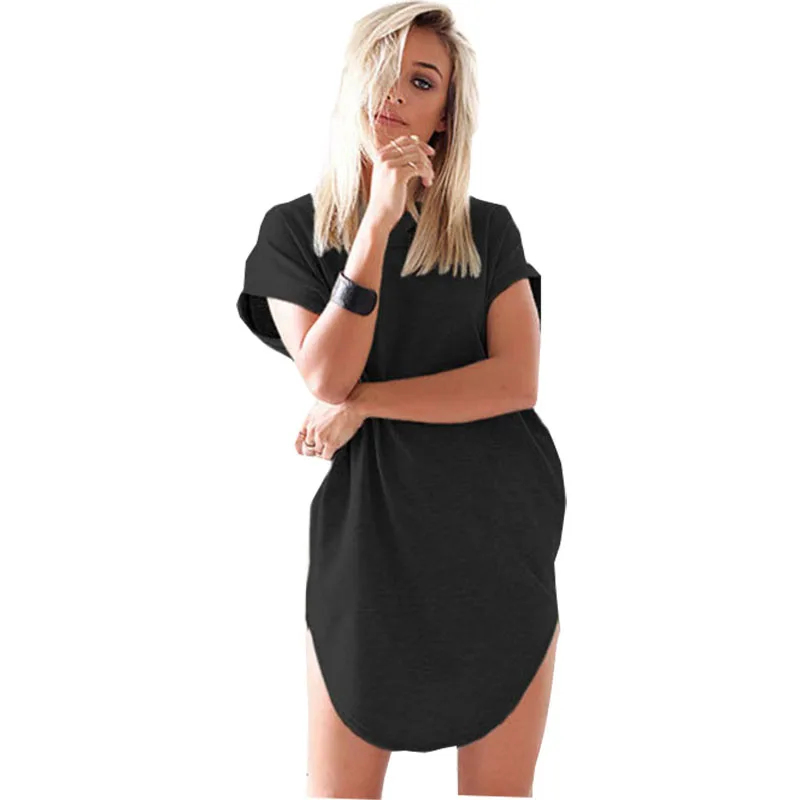 

Women's T-shirt 2019 new arrival irregular Hooded Solid Color European American T Shirt Clothing Vestidos LBD8637