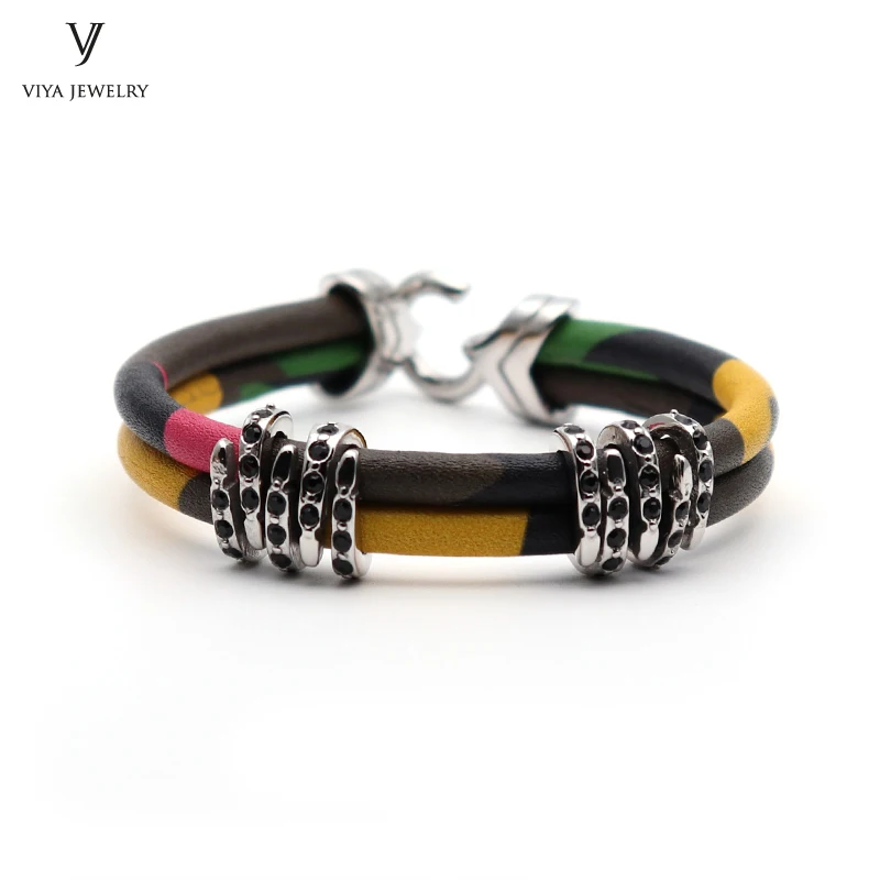 new camouflage cow leather bracelet army green CAMO men bracelet (10)