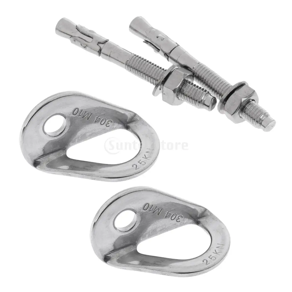 

2 Pieces 10mm 3/8" Rock Climbing 25KN Anchor Hanger and Expansion Bolt Nut Safety Gear Set 304 Stainless Steel